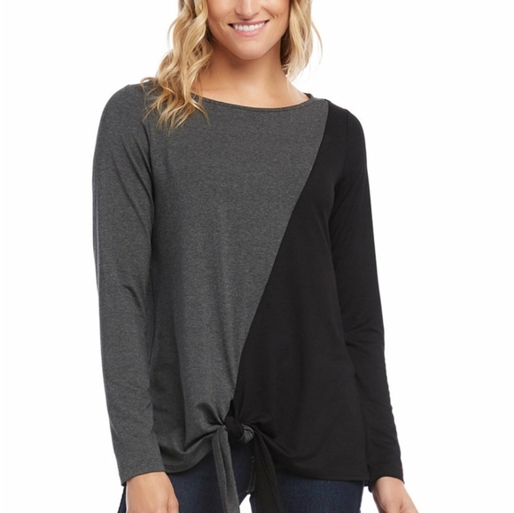 Karen Kane Tops - Karen Kane Colorblocked Tie-Front Top